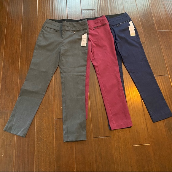 BUNDLE - 3 Candie's Audrey Fit Ankle Pants (Gray, maroon red, blue) - Juniors M - Picture 1 of 16